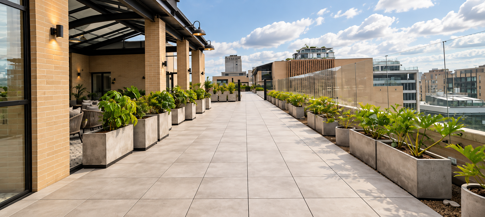 Terraza de LiveSpace 94 con vista al entorno urbano, publicada por Propyco